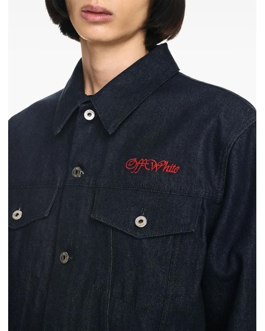 Off-White c/o Virgil Abloh Blue Script Skate Denim Jacket for men