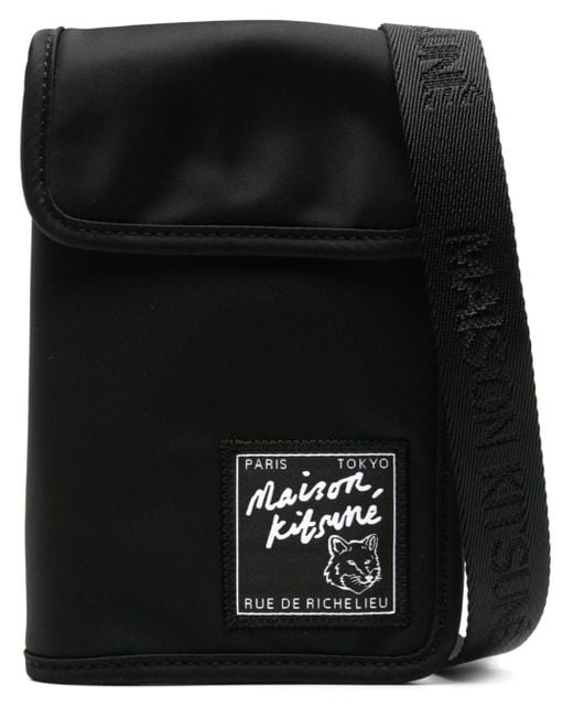 メンズ Maison Kitsuné The Traveller Bi-fold Neck Bag Black