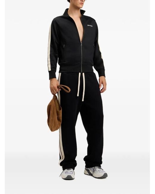 Palm Angels Black Full Zip Classic Logo Track Top for men