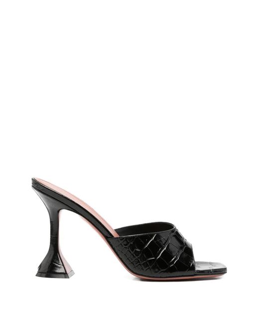 AMINA MUADDI Black Lupita Crocodile-Embossed Sandals