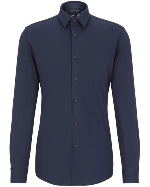 Boss Blue Long-Sleeve Button-Up Shirt for men