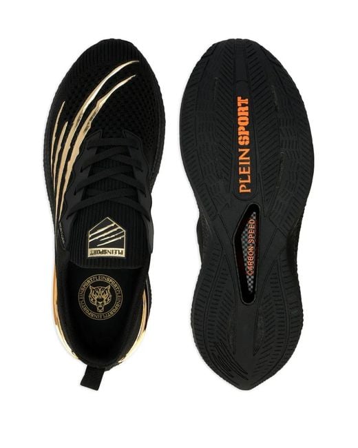 Philipp Plein Black Tiger Scratch Iron Tiger Trainers