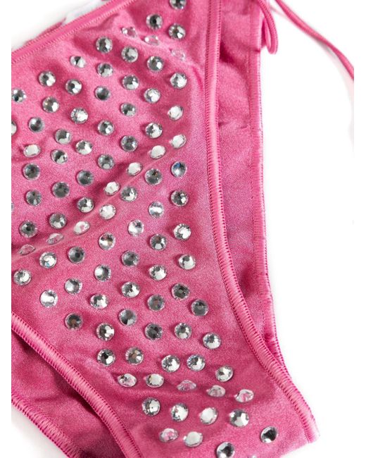 Oseree Pink Bikini Embellished With Crystals
