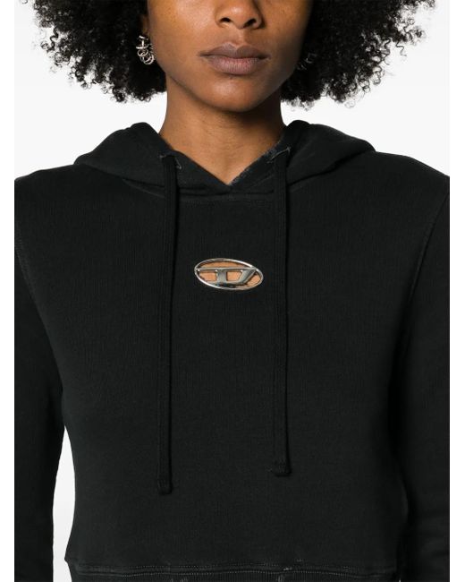 DIESEL Black F-Slimmy-Hood-P5 Faded Cut-Out Hoodie With Metal Logo