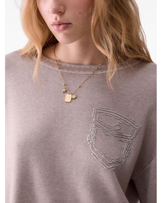 Liu Jo Gray Sweater With Stitching