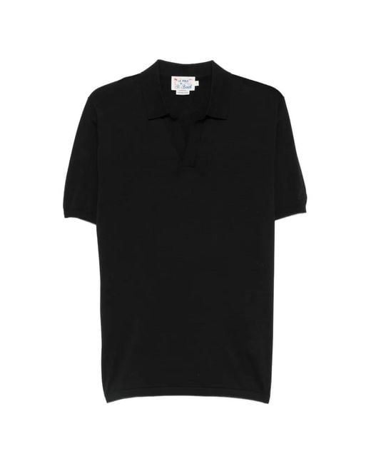 Mc2 Saint Barth Black Half-Button Polo-Collar T-Shirt for men