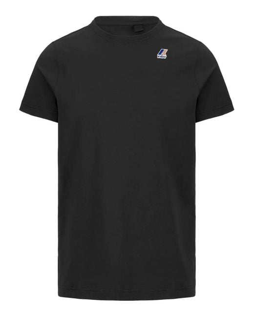 K-Way Black Logo-Embroidered Crew-Neck T-Shirt