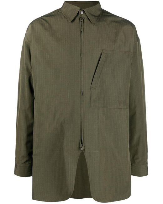 Y-3 Baumwolle Hemdjacke mit Reißverschluss in Grün für Herren | Lyst DE