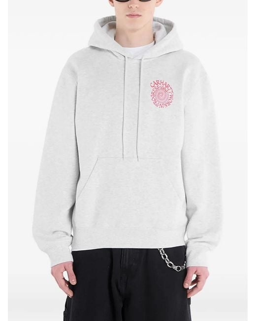 Carhartt White Logo-Print Drawstring Hoodie
