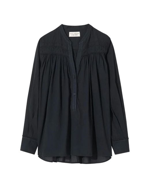 Nili Lotan Blue Clarys Pleated Blouse