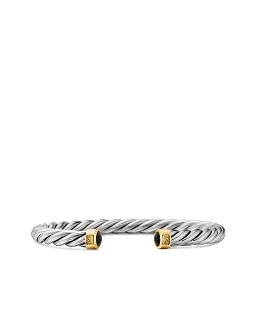 David Yurman White 18K And Onyx Cable Bracelet (6Mm) for men