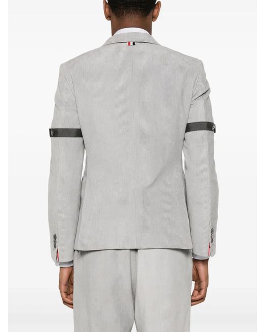 Thom Browne Gray Single-Breasted Corduroy Blazer for men
