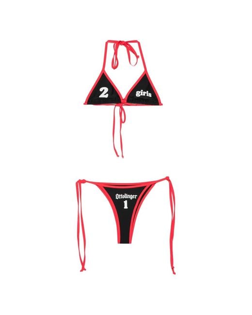 OTTOLINGER Red Logo-Print Triangle Bikini