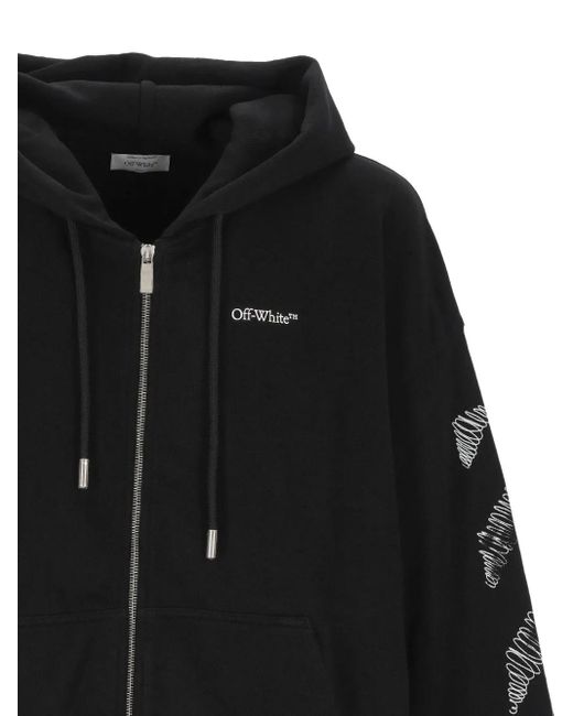 Off-White c/o Virgil Abloh Scribble-Print Zip-Up Hoodie in Black