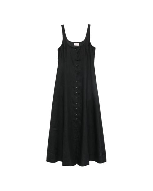 Mc2 Saint Barth Black Robe Mi-Longue Mina À Design Sans Manches