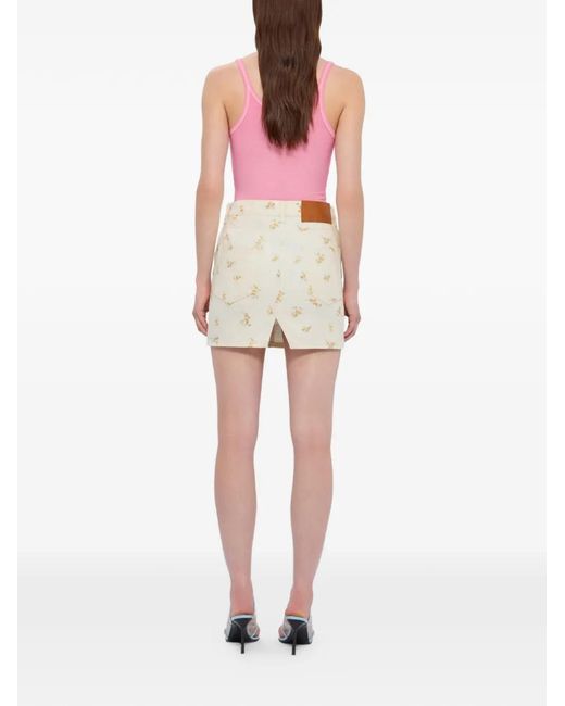MSGM Natural Floral-Print Mini Skirt