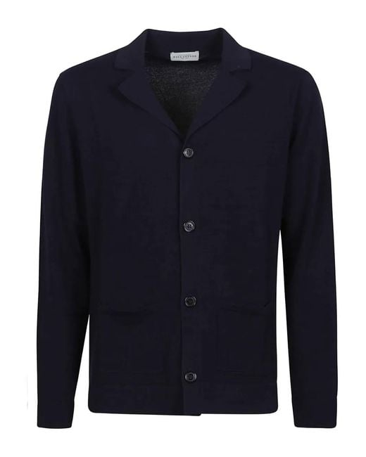 Ballantyne Blue Buttoned Patch-Pocket Cardigan for men