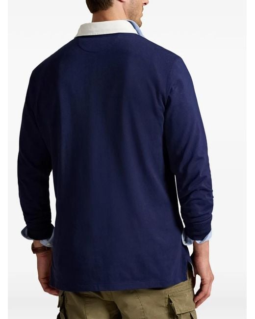 Polo Ralph Lauren Blue Logo-Embroidered Rugby Shirt for men