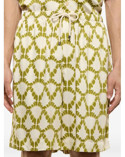 Laneus Green Short Imprimé À Lien De Resserrage for men