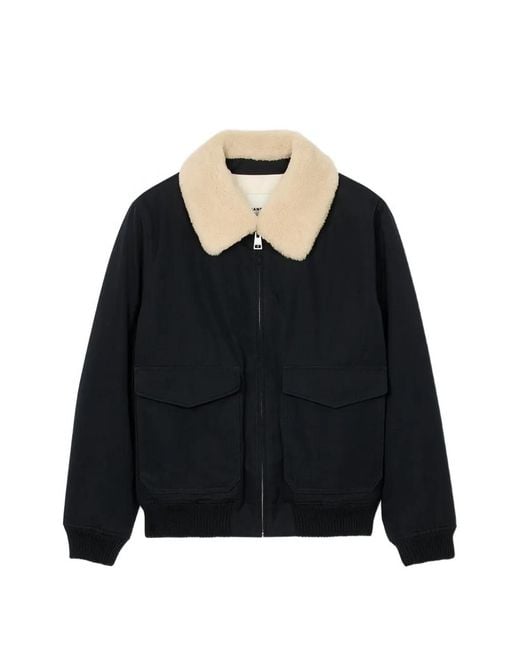 Sandro Black Removable Collar Jacket for men