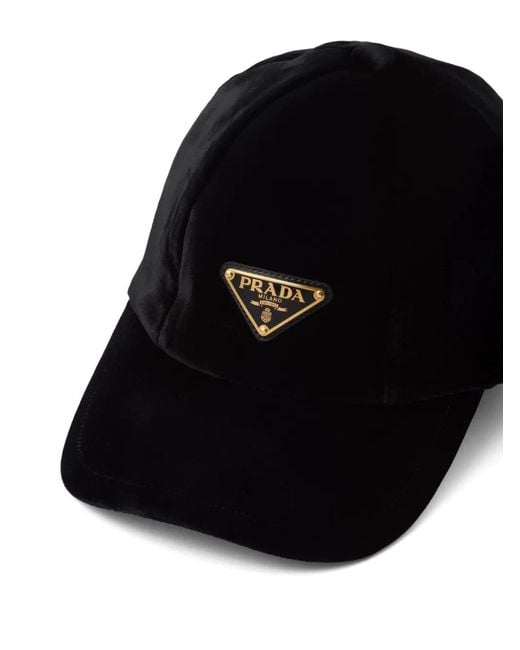 Prada Black Velvet Baseball Cap