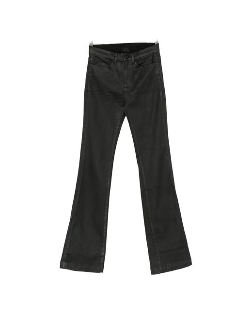 Thom Krom Black Coated Flared-Leg Trousers