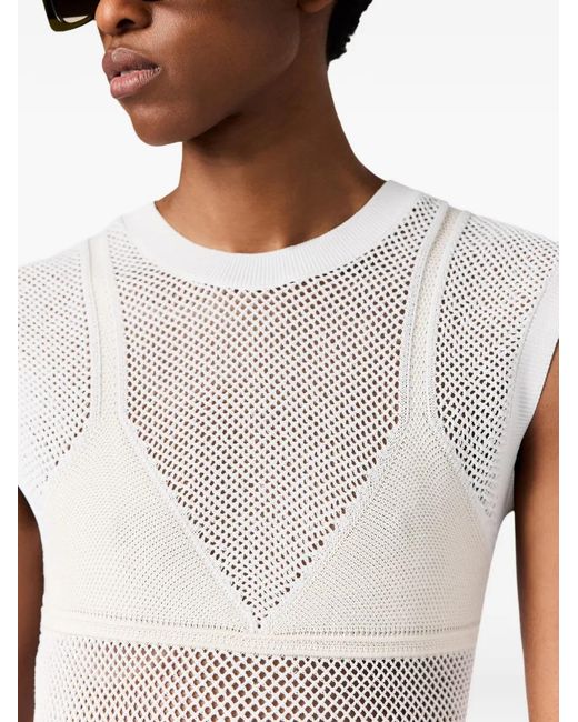 Stella McCartney White Mesh-Knit Sleeveless Midi Dress