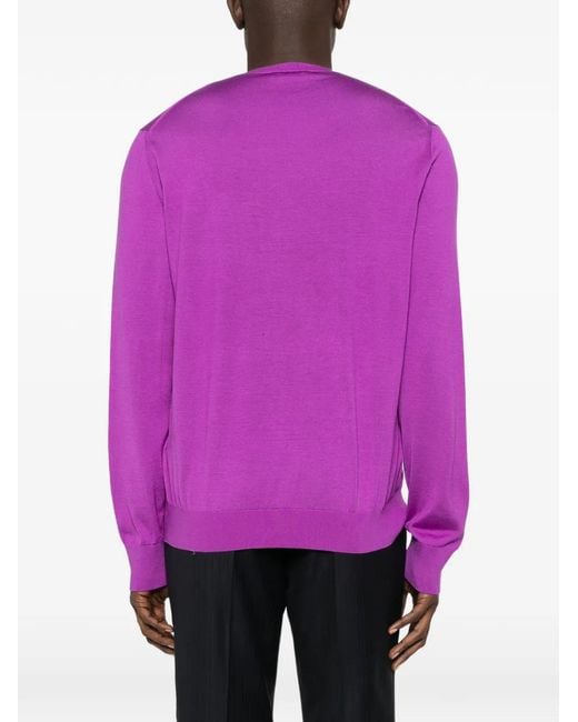 Tom Ford Purple Silk Crewneck Sweater for men