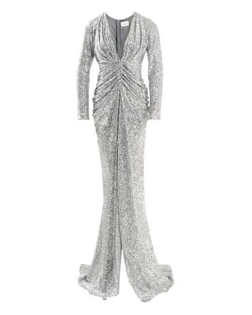 Ana Radu スパンコール ロングスリーブ マキシドレス White