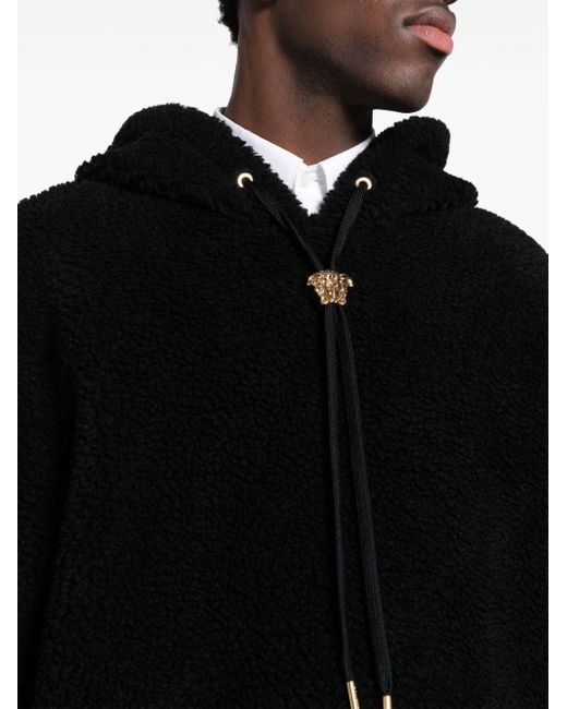 Versace Black Medusa Head-embroidered Fleece Hoodie for men