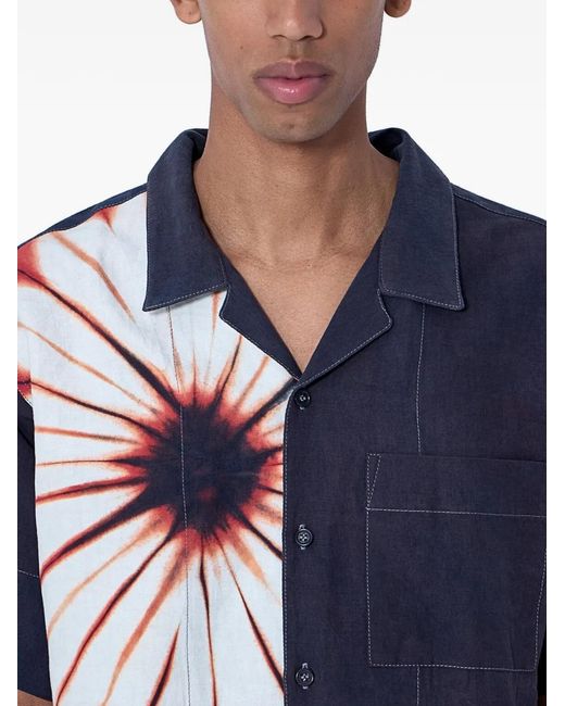 STORY mfg. Blue Tie-Dye Patch-Pocket Short-Sleeve Shirt