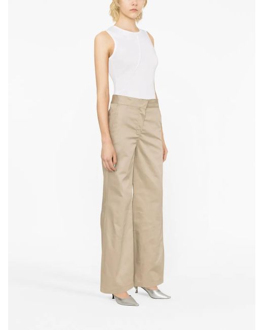 Palm Angels Natural Pants With Logo