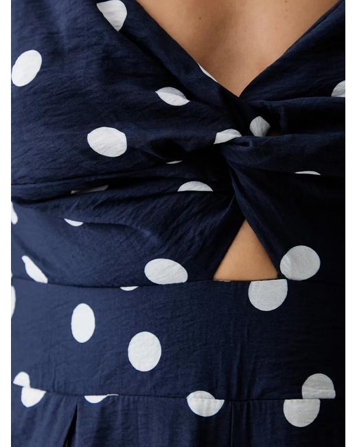 Morgan Blue Polka-Dot Twist-Detail Jumpsuit