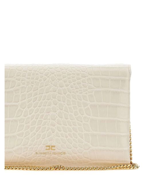 Bolso de mano con relieve de piel de cocodrilo Elisabetta Franchi de color Natural
