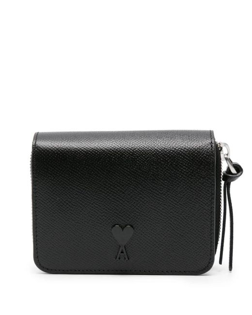 AMI Black Ami De Coeur-monogram Leather Wallet