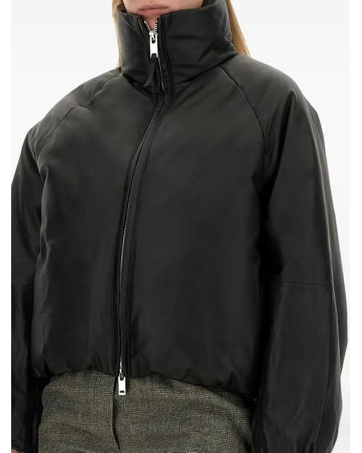 Alysi Black High-Neck Balloon-Sleeve Jacket