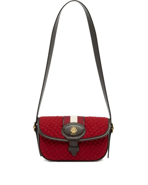 Bally Red Quilted-Design Ribbon-Detail Bag