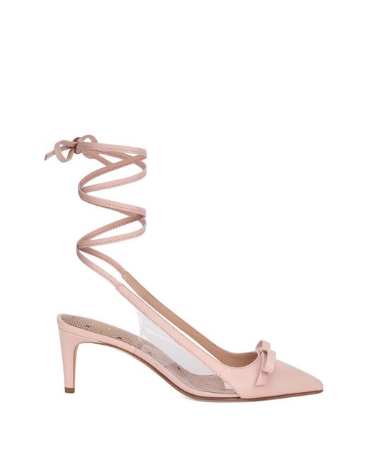 Red(v) Pink Bow-Detail Tie-Up Pumps
