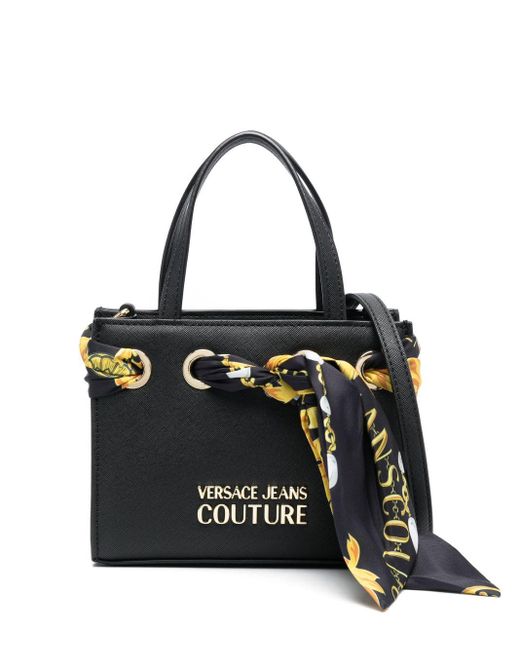 Versace Black Chain Couture Scarf-detail Mini Bag