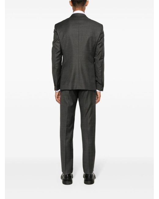 Tagliatore Black Double-Breasted Virgin-Wool Suit for men