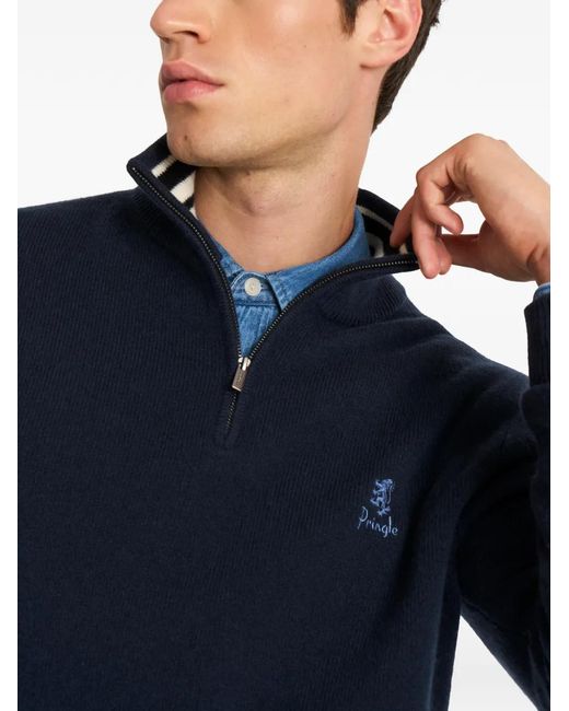 Pringle of Scotland Blue Zip Polo Shirt for men