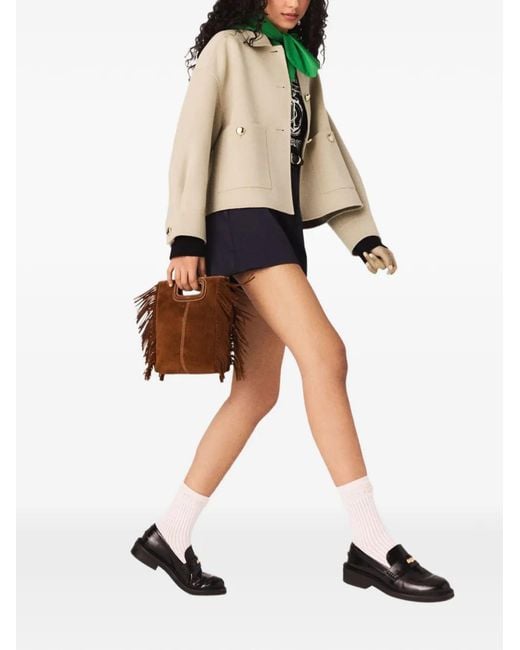 Maje Natural Veste Courte En Laine À Dos Plissé
