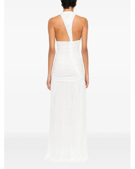 Christopher Esber White Orion V-Neck Pleated Maxi Dress