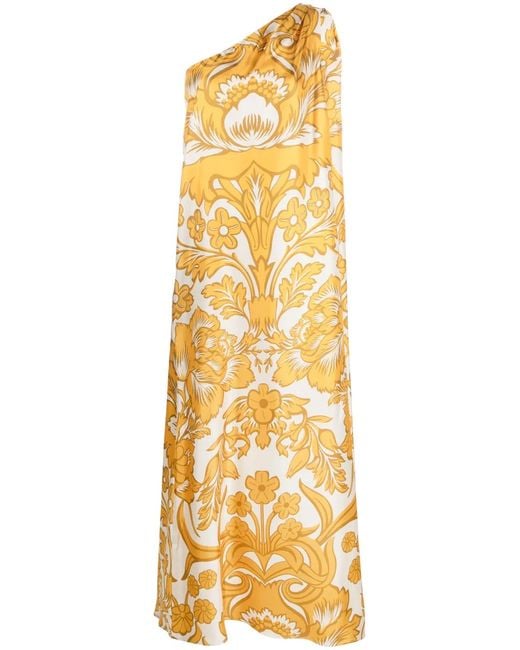 LaDoubleJ Metallic Roy Floral-Print Silk Maxi Dress