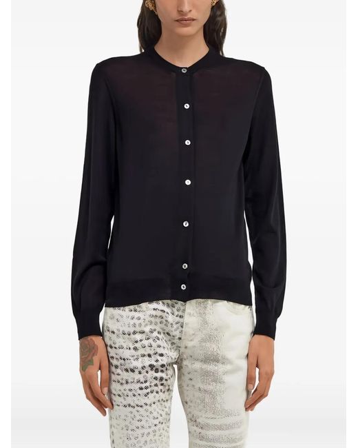 Roberto Cavalli Blue Button-Front Wool Cardigan