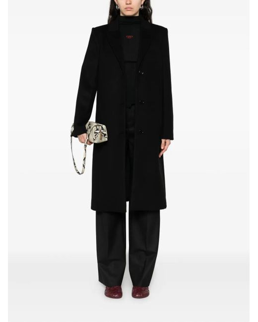Patrizia Pepe Black Wool-Blend Single-Breasted Coat