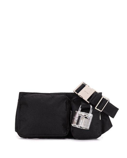 HELIOT EMIL Black Padlock Belt Bag for men
