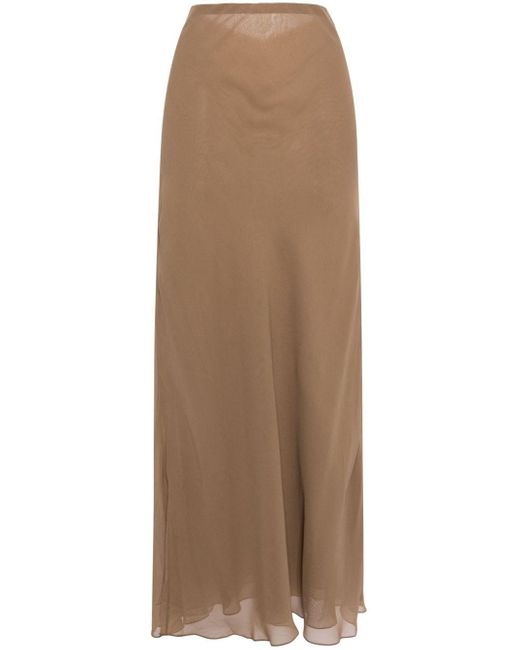 Khaite Brown Mauva Silk Maxi Skirt