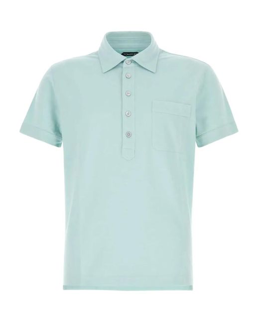 Tom Ford Poloshirt mit Knopfleiste in Blue für Herren