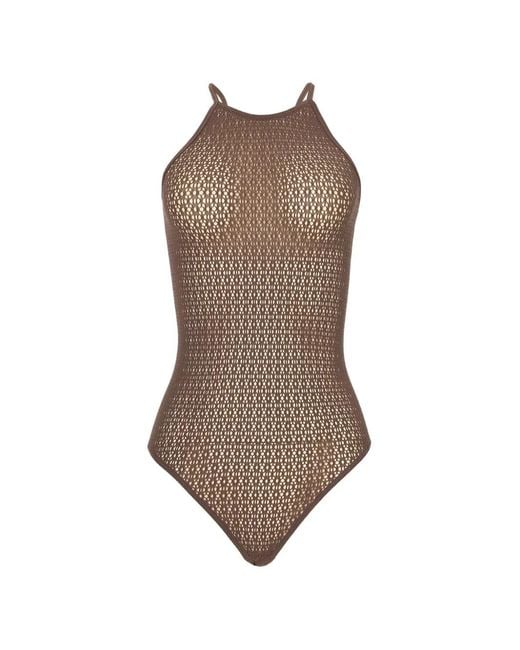 Wolford Brown Daisy Net Bodysuit